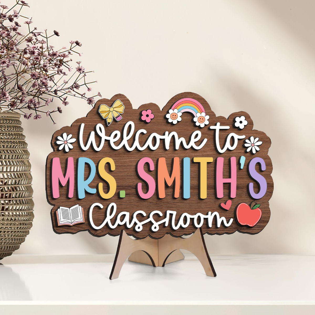 Custom Teacher Gifts, Personalized Teacher Wooden Sign, Teacher Appreciation Gifts, Classroom Welcome Sign, Teacher Door Hanger, Class Decor