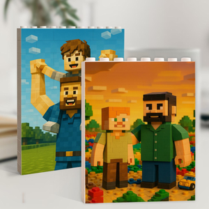 Custom Dad Grandpa & Kid's Photo, Personalized Photo Building Brick Block, Father's Day Gift