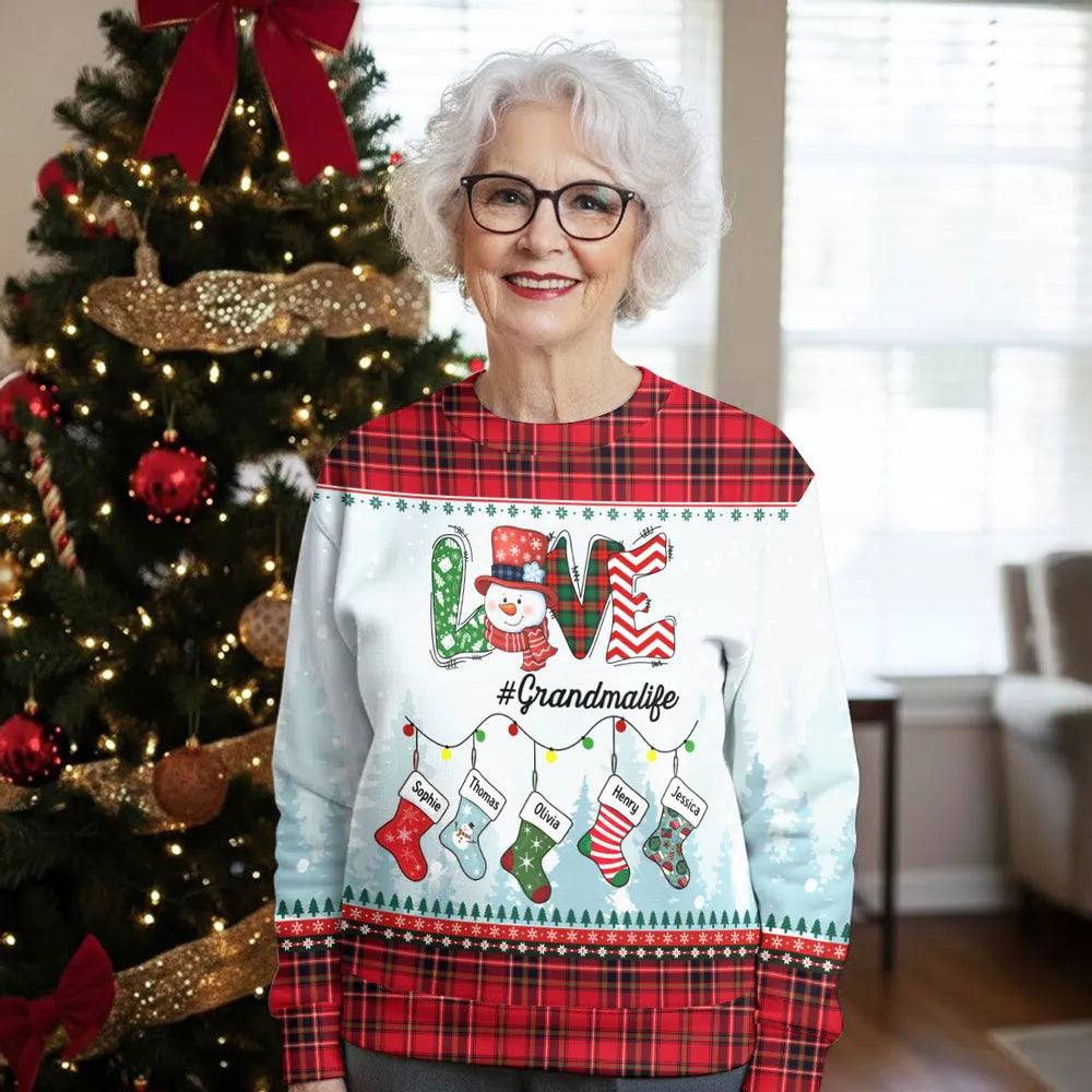 Grandma Life - Personalized Ugly Sweatshirt - Christmas Gift For Mom Grandma