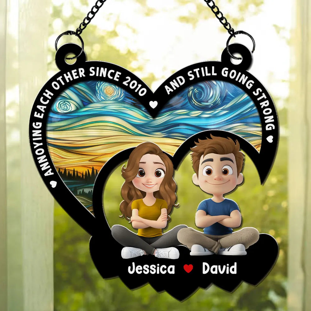 Annoying Each Other For Years - Personalized Suncatcher Ornament - Gift For Couple, Anniversary Gift