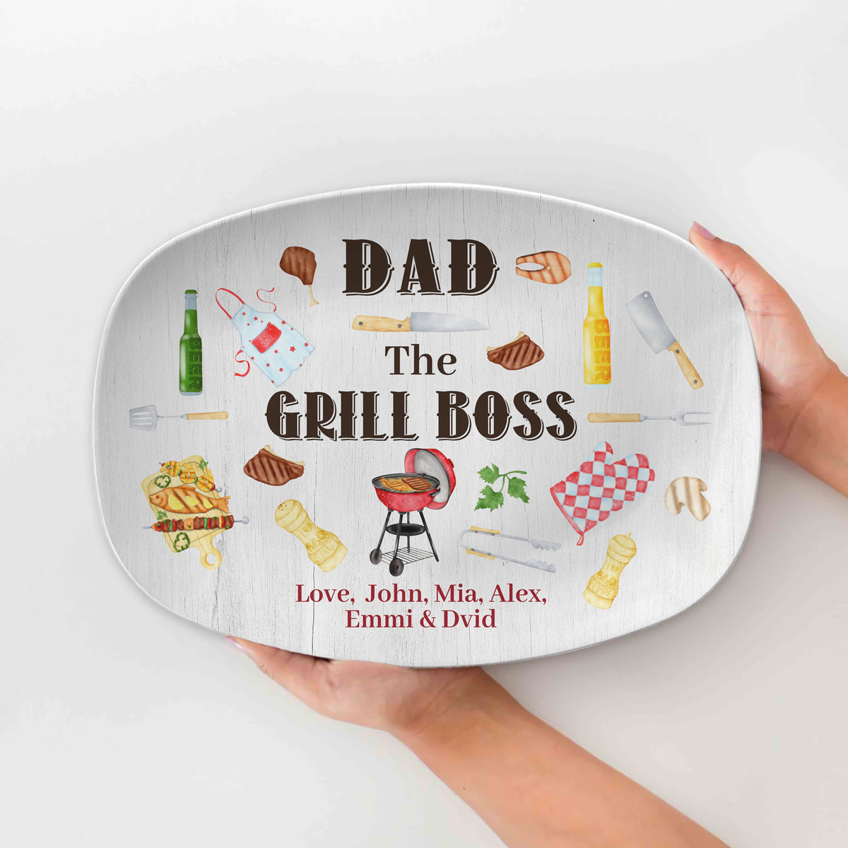 Personalized Dad The Grill Boss Platter, Daddy Grilling Plate, Serving Plate For Dad, Fathers Day Gift, BBQ Gift, Dad Gift From Daughter
