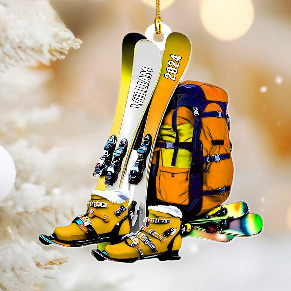 Skiing Snowboard - Personalized Acrylic Ornament - Christmas Gift For Ski Lovers