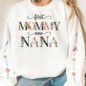 First Mom Now Grandma Birth Month Flowers - Personalized Apparel - Gift For Mom Grandma, Birthday Gift, Mother's Day Gift