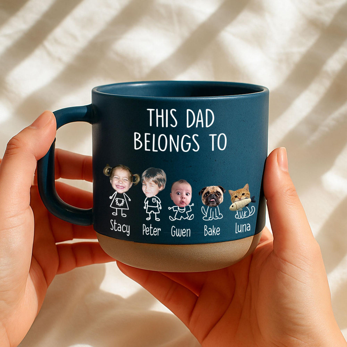 Personalized Dad Pottery Mug, Dad Birthday Gift, Custom Face Kids Coffee Cup Father's Day Gift For Daddy, First Time Dad Keepsake