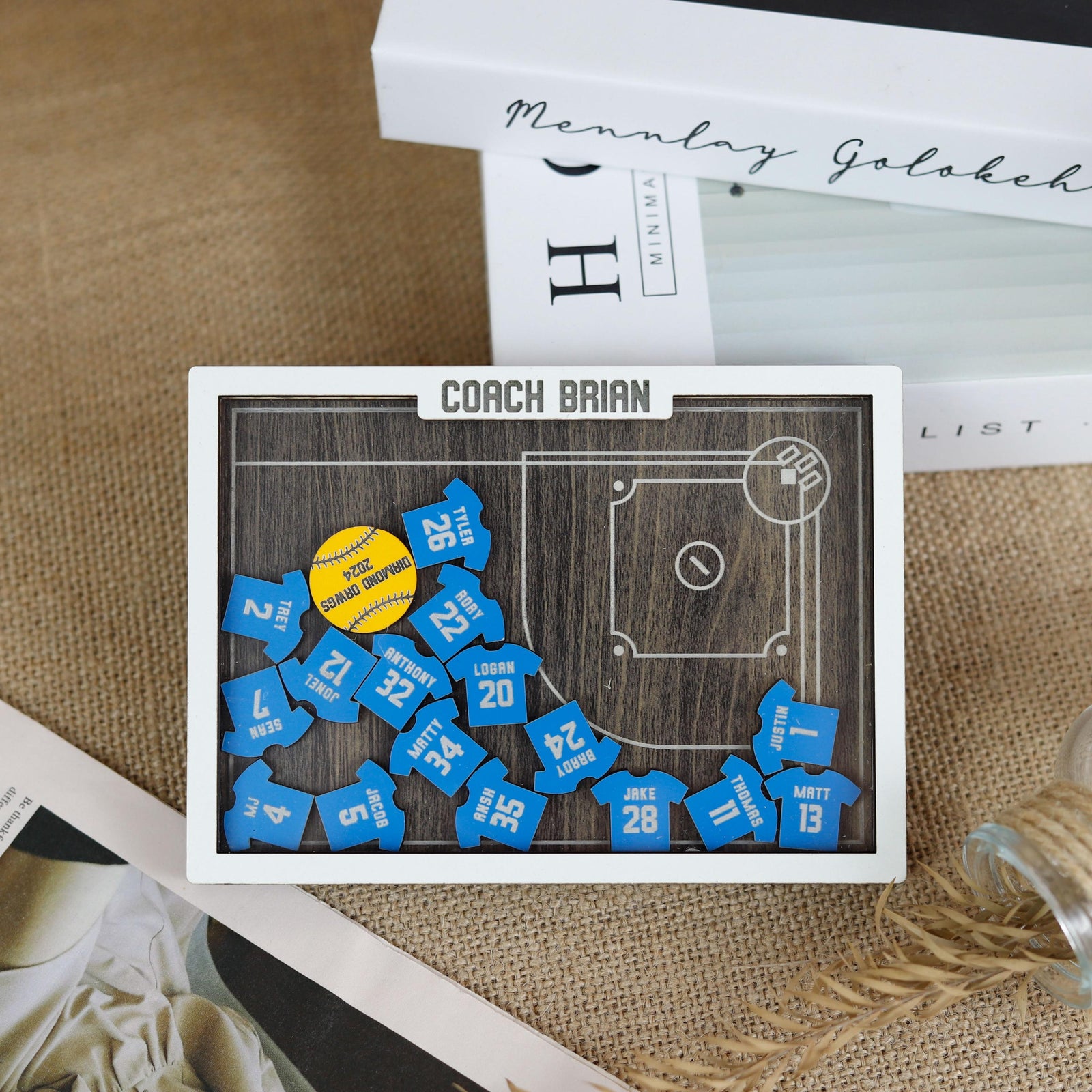 Softball Fridge Magnetic Frame, Personalized Softball Jersey Shaker, Softball Senior Keepsake, Magnet Sport Mini Shaker for Coach, Manager