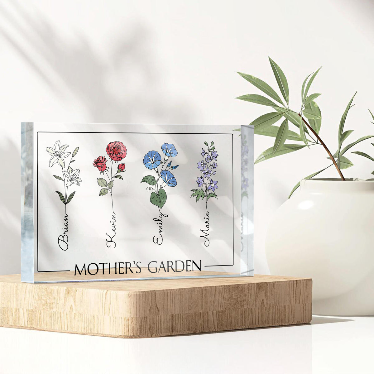 Mother's Garden With Little Flowers - Personalized Acrylic Plaque - Gift For Mom, Mother's Day, Birthday Gift