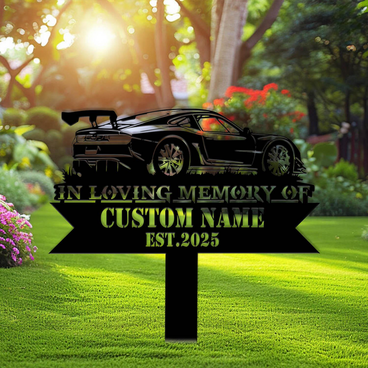 Personalized Car Memorial Stake, Custom Classic Car Metal Sign, Sympathy Sign,Grave Marker, Remembrance Stake,Dad Loss Gift,Remembrance Gift