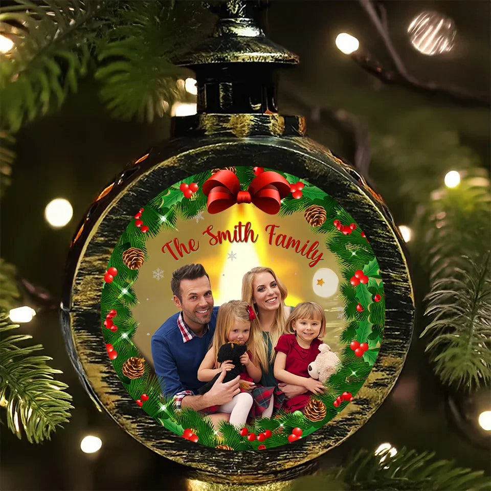Family Christmas Photo - Personalized Lantern LED Flameless Candle - Christmas Gift For Family