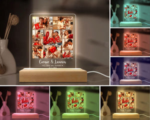 Personalized Photo Collage Night Light, Couple Photo LED Light, Acrylic Plaque Gift for Boyfriend, Anniversary for Couple, Valentine Gifts