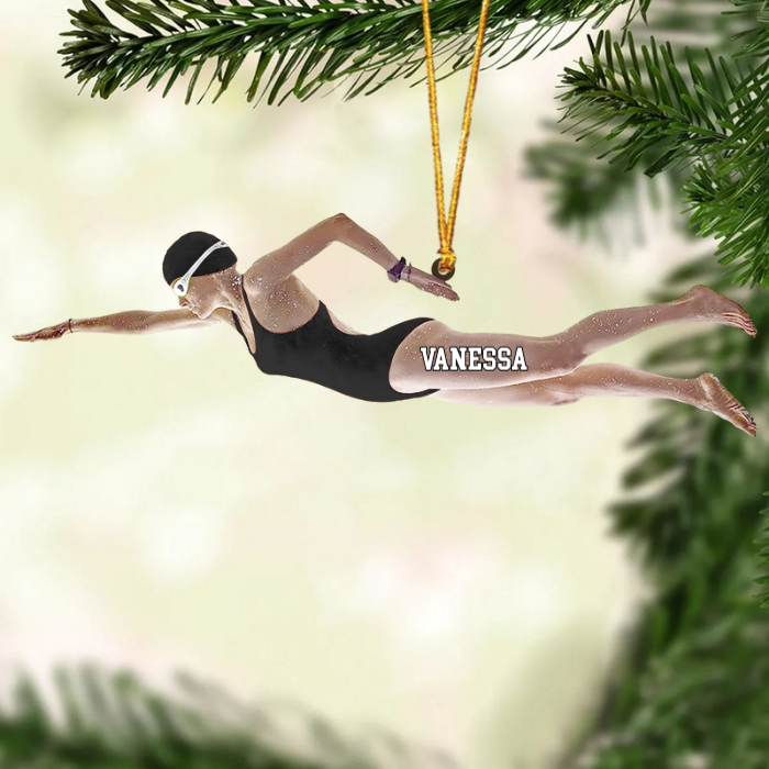 Personalized Swimmer Ornament, Christmas Gift For Athletes, Swimming Lovers