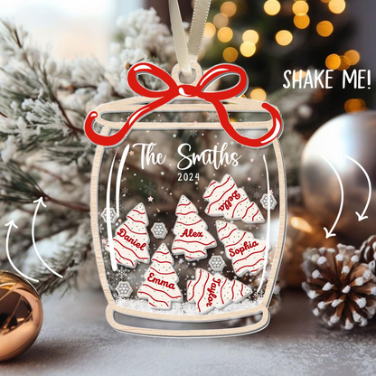 Family Ornament Personalized, Family Christmas Ornaments 2024, Custom Christmas Cake Ornament, Family Keepsake, 4D Shake Family Ornament