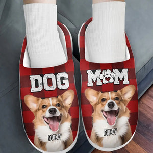Custom Photo Fur Dad Fur Mom - Personalized Fleece Slippers - Christmas Gift For Pet Owners, Pet Lovers