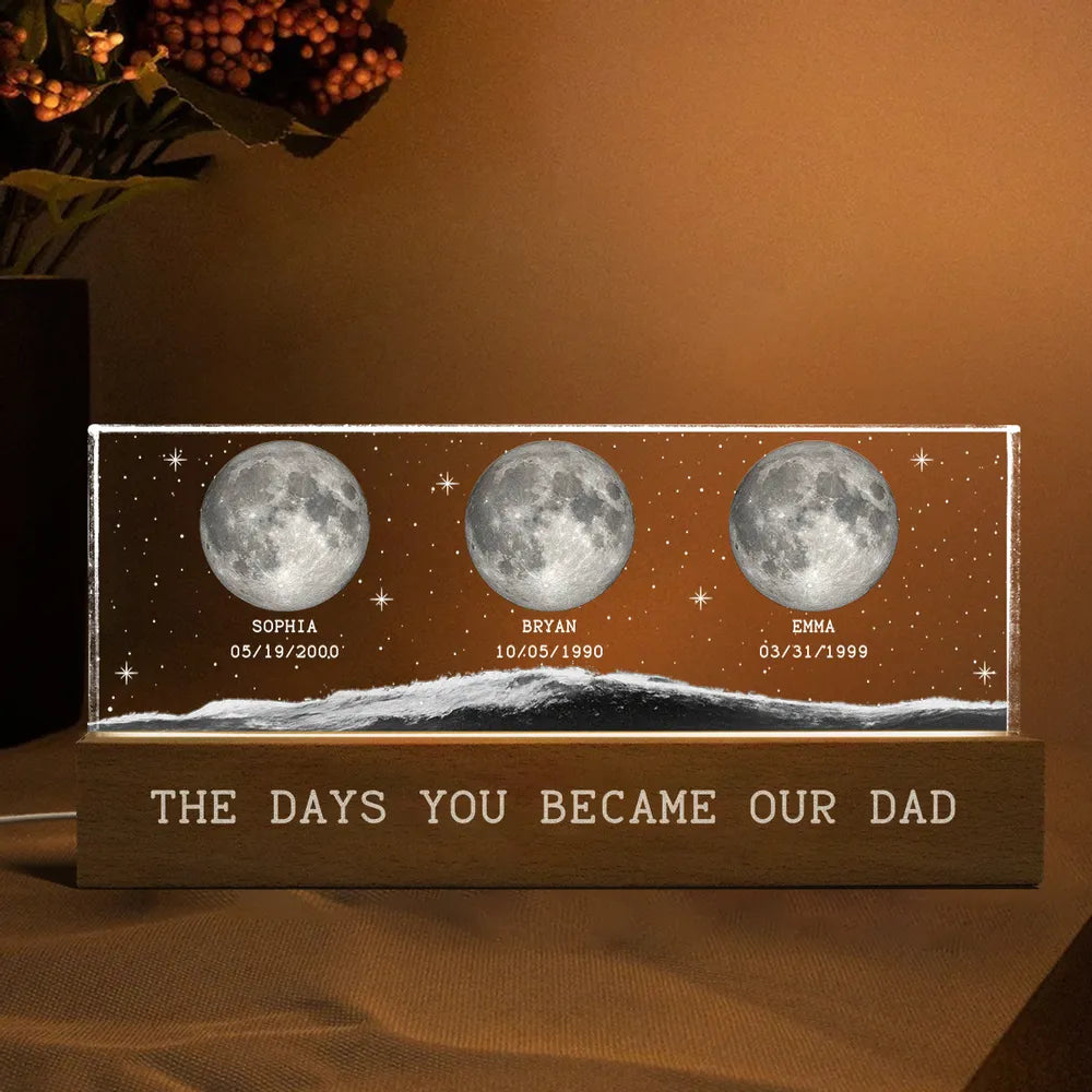 The Night You Became My Dad - Personalized 3D LED Light Wooden Base - Gift For Dad, Father's Day, Birthday Gift