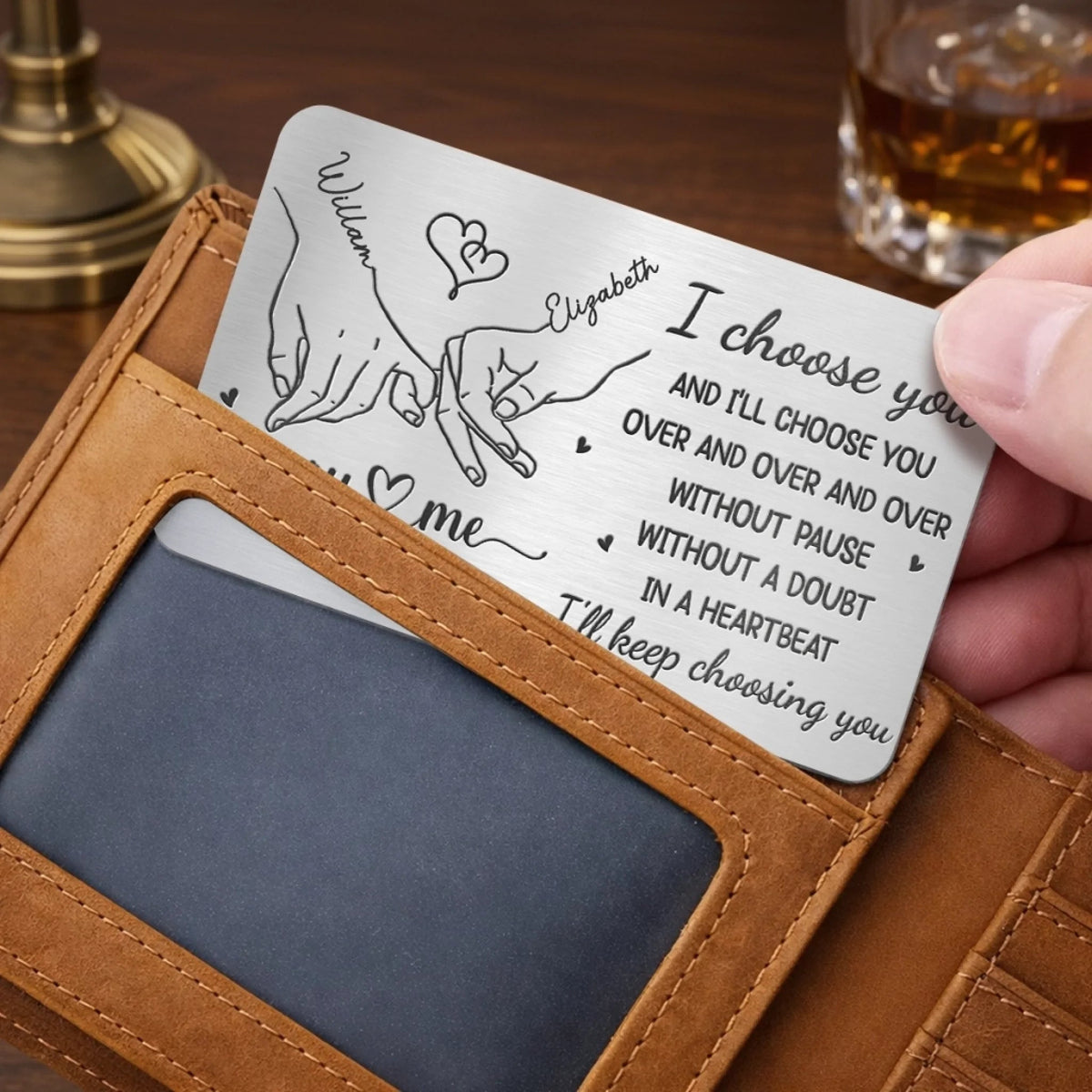 I'll Keep Choosing You - Personalized Wallet Insert Card - Gift For Couple, Anniversary Gift, Valentine's Day Gift