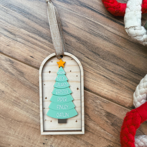Christmas Tree With Names - Personalized Layered Wooden Ornament - Christmas Gift For Family
