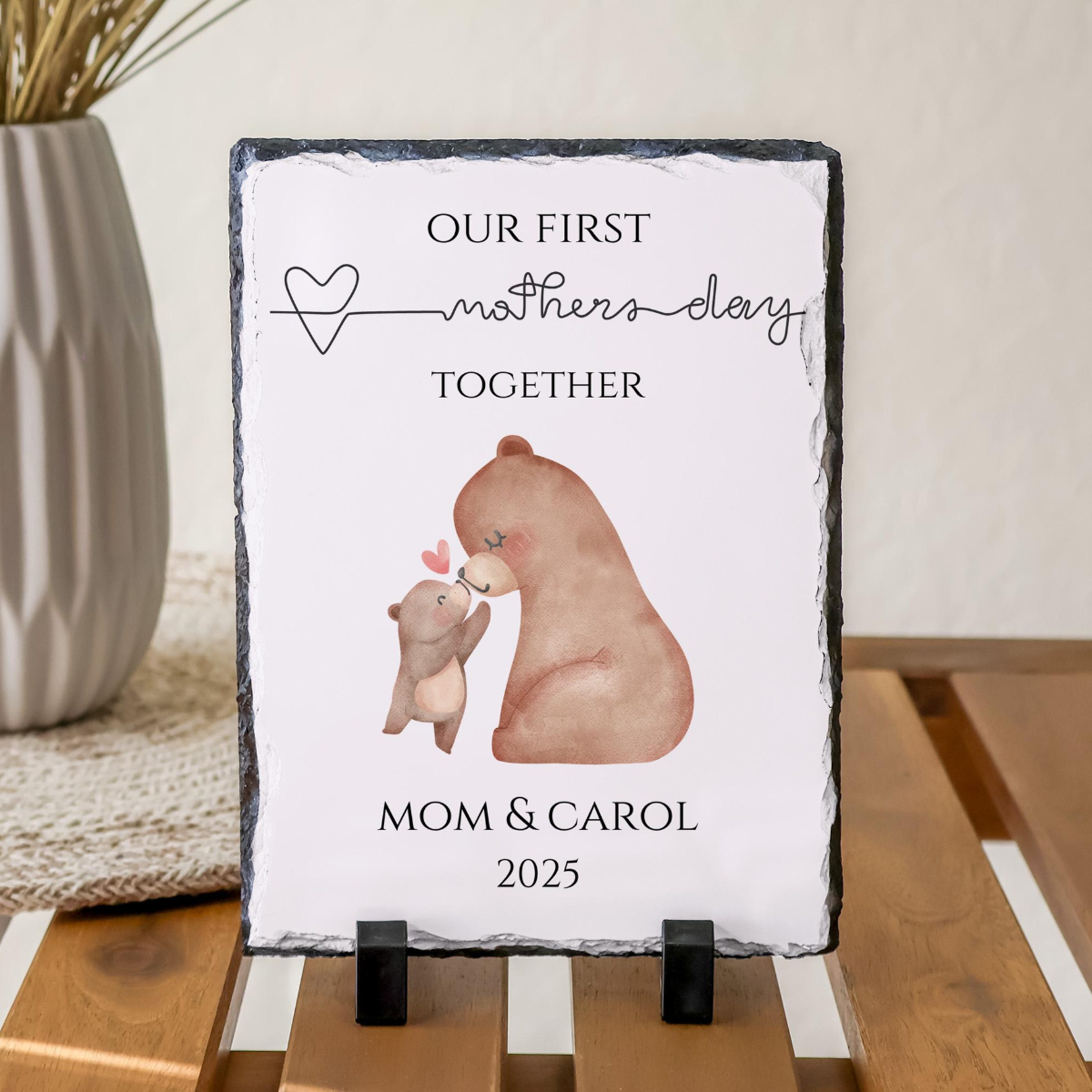 Personalized Mother's Day Gift, First Time Mom Rock Slate, New Mom Unique Gift, Gift for Mommy and Grandma, Our First Mother's Day Together