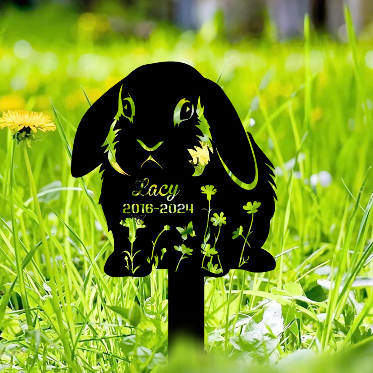 Custom Lop Rabbit Memorial Metal Stake, Rabbit Loss, In Loving Memorial, Remembrance Stake, Sympathy Sign, Pet Grave Markers, Outdoor Sign