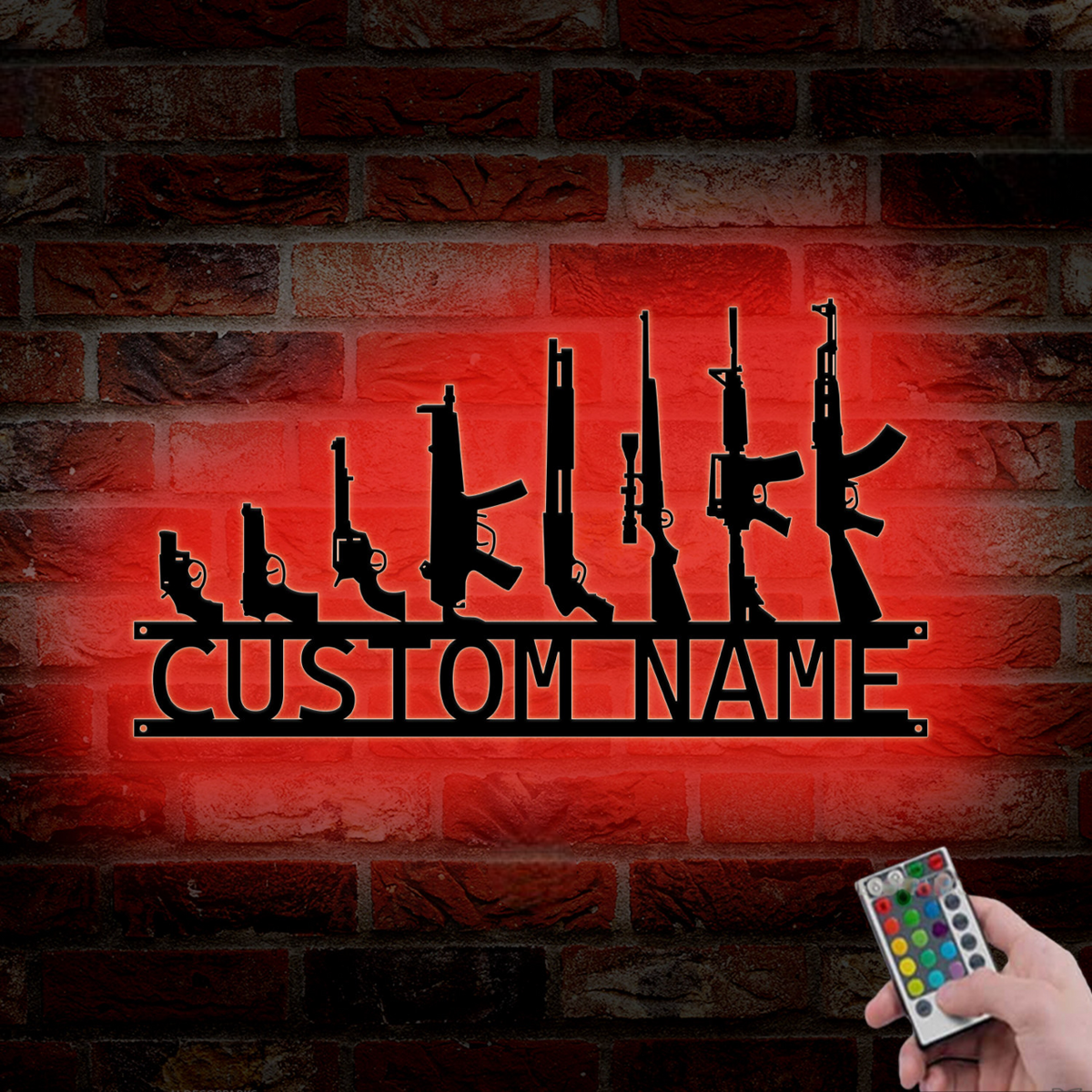 Custom Gun Metal Sign LED Light, Gun Metal Wall Art, Personalized Armory Sign, Armory Decor, Military Decor, Veteran Gift