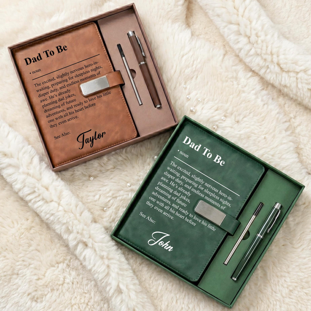 Personalized Dad To Be Journal Notebook With Pen Set, Gift For New Dad Pregnancy Announcement, Dad Est 2026, First Father's Day Gift For Him