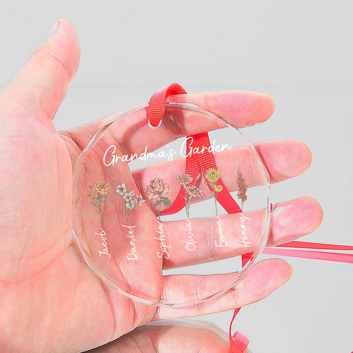 Grandma's Garden - Personalized Crystal Ornament - Christmas Gift For Grandma