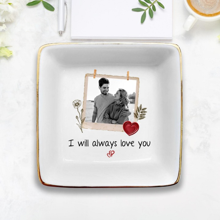 Custom Couple Portrait Ring Dish, Valentine Gift, Anniversary Gift for Couple, Custom Ring Holder Gift, Custom Photo Jewelry Tray, Wedding Gift
