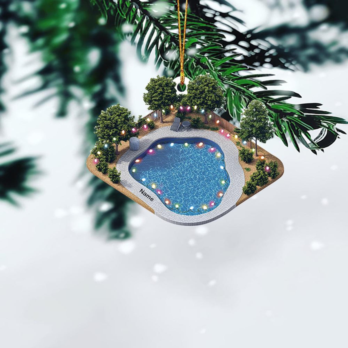 Personalized Swimming Pool Ornament, Swimming Pool Christmas Ornament, Pool Lovers Ornament Gift, Pool Holiday Ornament Decor