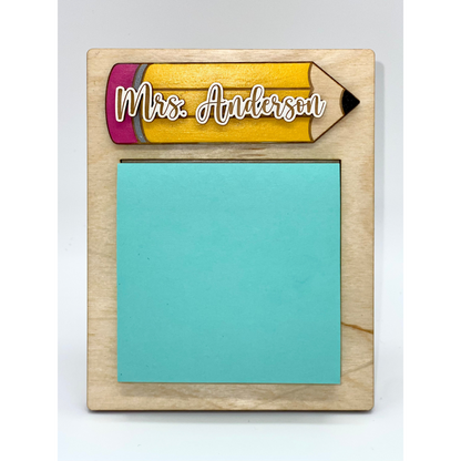 Teacher Sticky Note Pad Holder Gift, Personalized Teacher Name Gift, Student Gift For Teacher, Teacher Back To School Gift