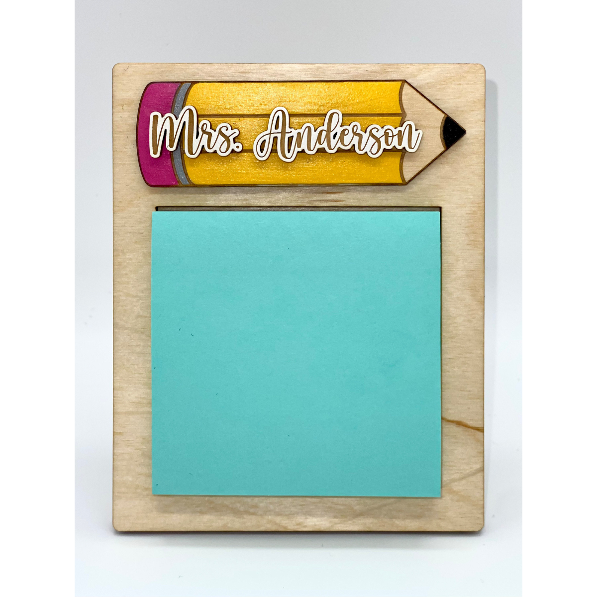 Teacher Sticky Note Pad Holder Gift, Personalized Teacher Name Gift, Student Gift For Teacher, Teacher Back To School Gift