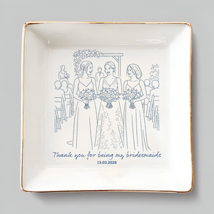 Custom Photo Bridesmaid Jewelry Plate - Personalized Wedding Party Gift - Ceramic Ring Dish for Bridesmaids
