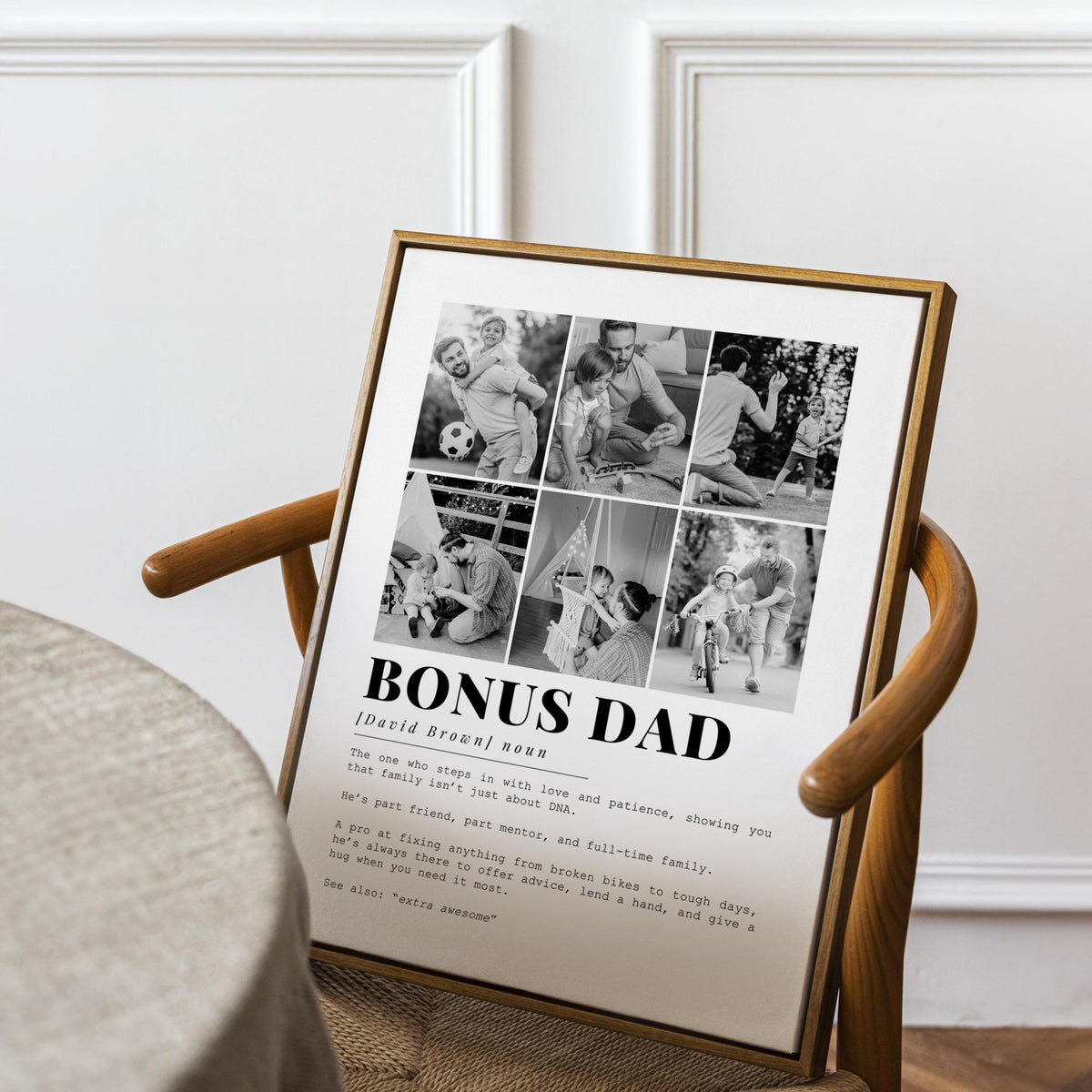 Bonus Dad Definition - Personalized Canvas - Wall Art for Dad, Father's Day Gift, Bonus Dad Gift. Gifts for Stepdad