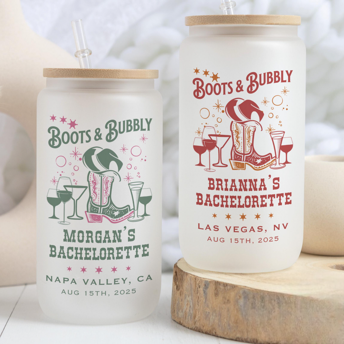 Cowgirl Bachelorette Glass Tumbler, Custom Boots and Bubbly Bach Party, Country Bridal Party Gifts Nash Bash Party Favors, Last Rodeo Glass Cup