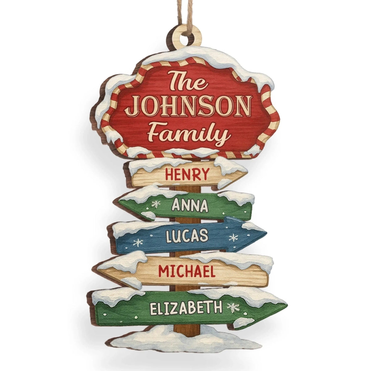 Family Where Love Begins And Never Ends - Personalized Wooden Ornament - Christmas Gift For Family