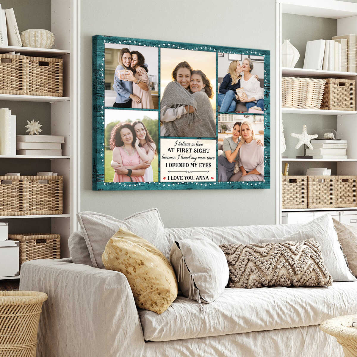 Mom Five Photos Collage - Personalized Canvas - Gift For Mom, Mother's Day, Birthday Gift