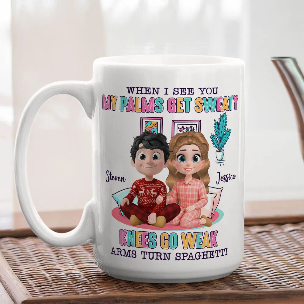 When I See You My Palms Get Sweaty - Personalized Mug - Anniversary Gift, Valentine's Day Gift For Couple