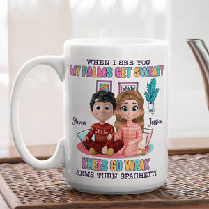 When I See You My Palms Get Sweaty - Personalized Mug - Anniversary Gift, Valentine's Day Gift For Couple
