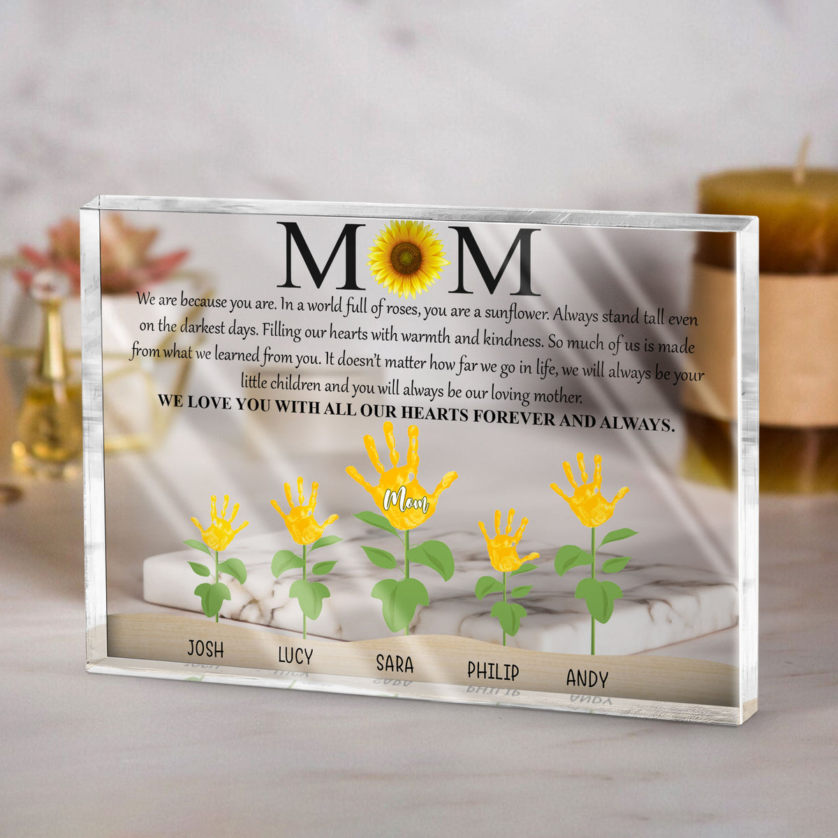 Mom You Are A Sunflower - Personalized Acrylic Plaque - Gift For Mom, Mother's Day, Birthday Gift