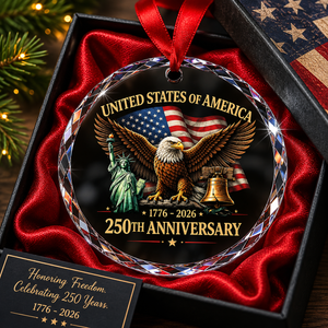 250th Anniversary Ornament, USA Patriotic Keepsake, Liberty Bell, Eagle