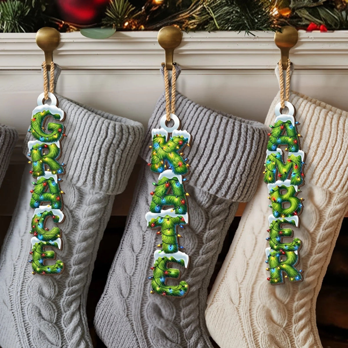 Custom Pine Tree Letter Wooden Ornament, Evergreen Souls, Christmas Gift For Family