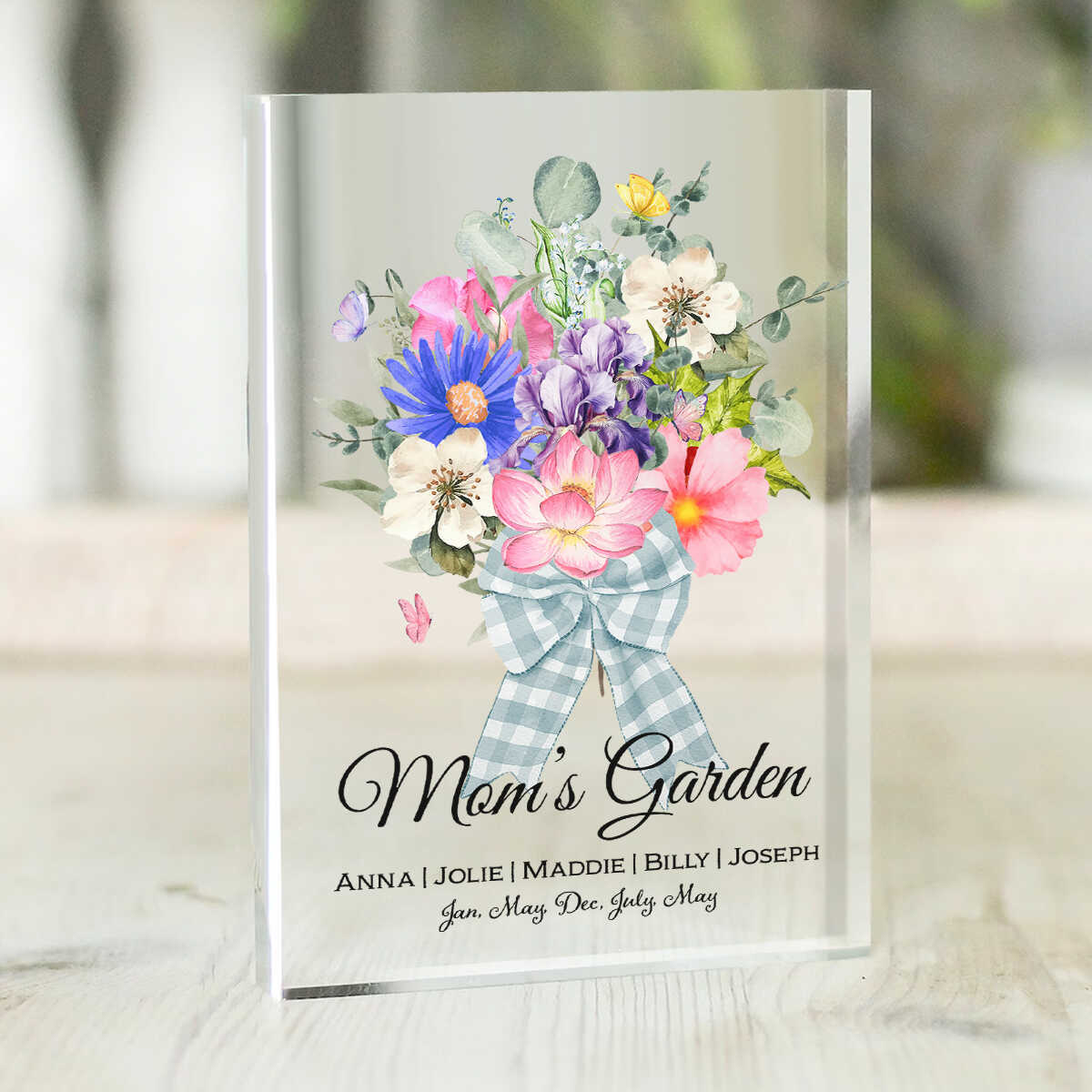 Mom's Flower Bouquet - Personalized Acrylic Plaque - Gift For Mom, Mother's Day, Birthday Gift