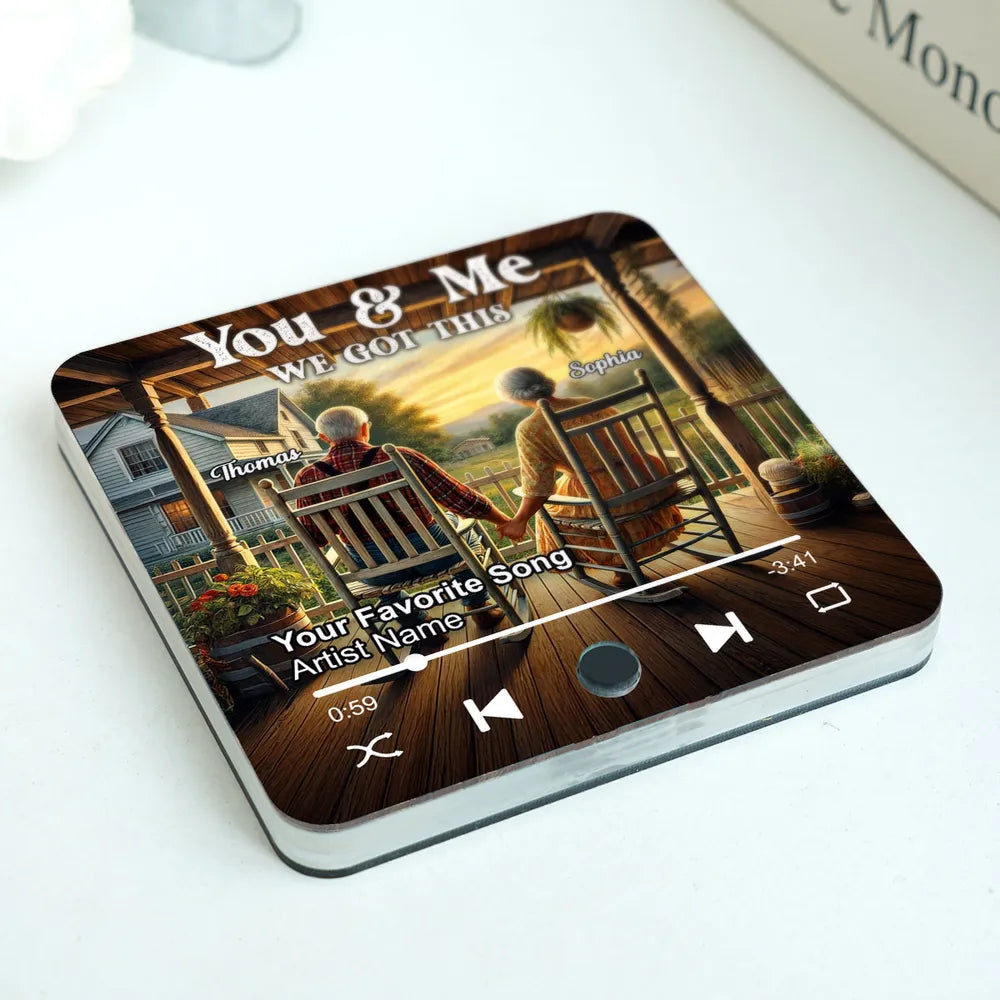 Old Couple Growing Old Together - Personalized Music Fridge Magnet - Gift For Couple
