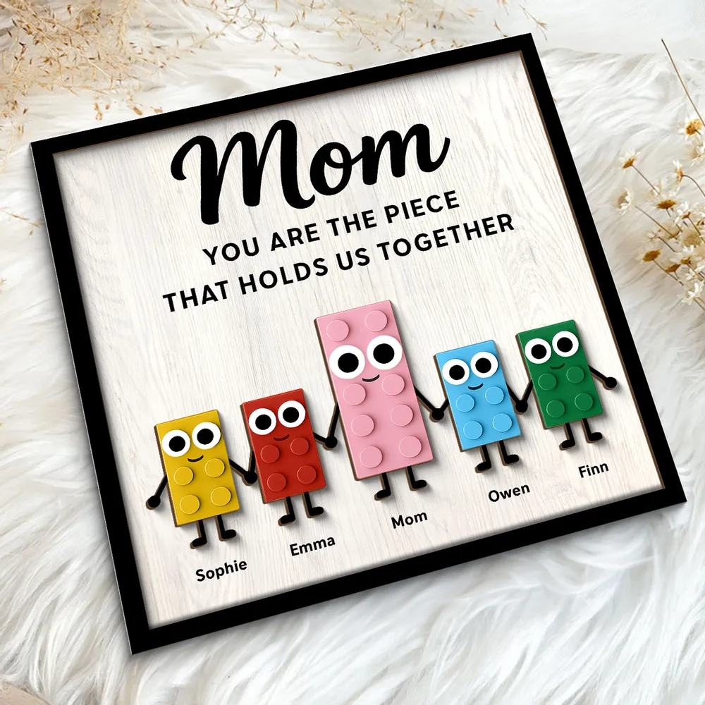 Mom Is The Cutest Piece That Hold Us Together - Personalized Wooden Plaque - Gift For Mom, Mother's Day, Birthday Gift