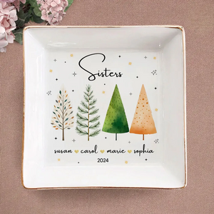 Besties Sisters Personalized Jewelry Dish, Bridesmaid Gift, Best Friend Flower Ring Dish, Gift for Bestie