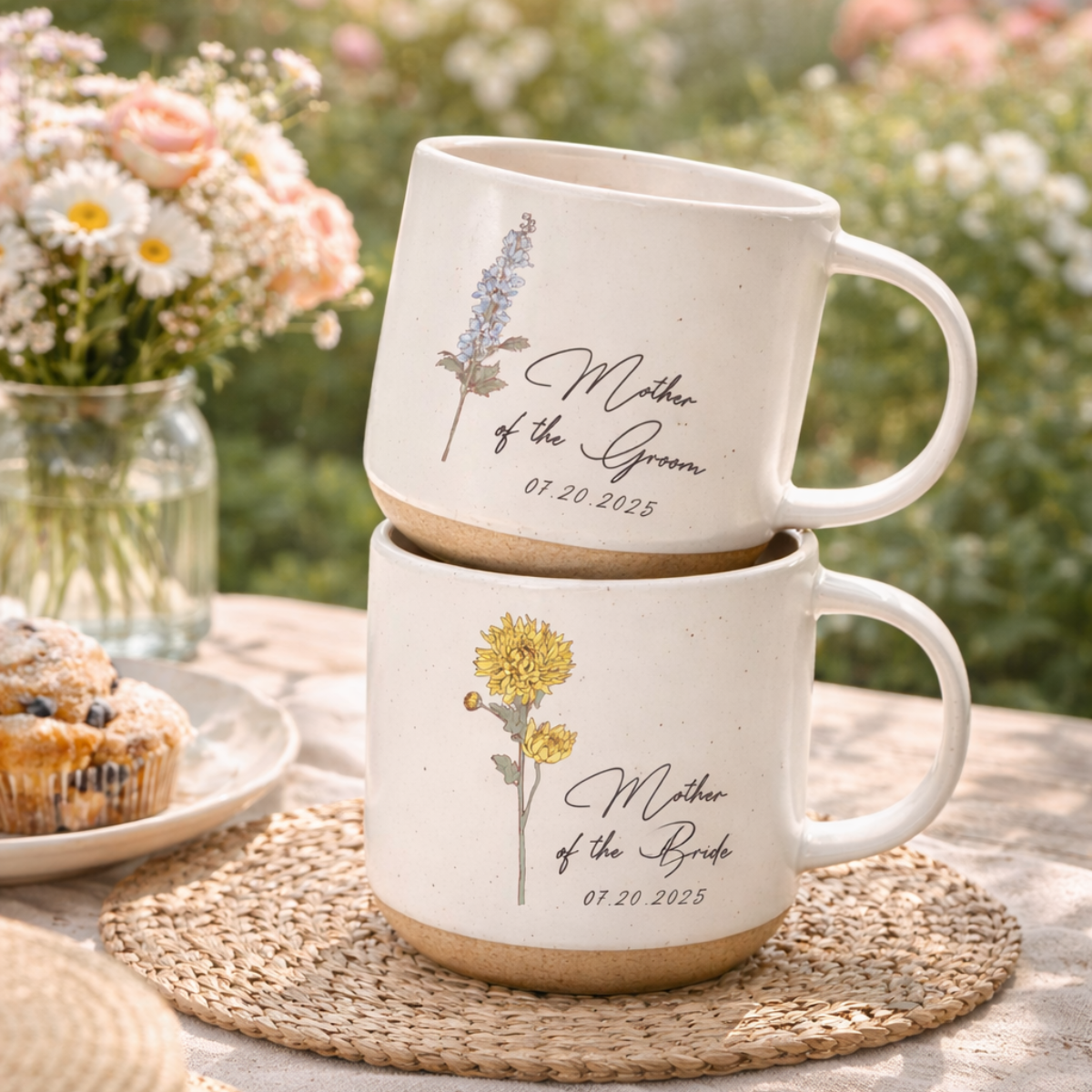 Personalized Wedding Gift For Mother Of The Bride & Groom, Mother's Day Gift For Mom, Birth Month Flower Mug, Mother of the Bride Ceramic Mug