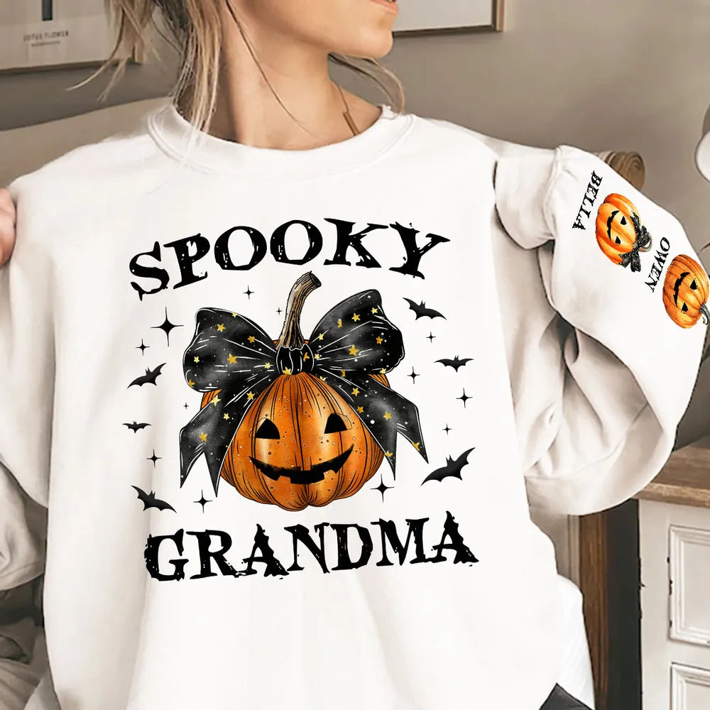 Spooky Grandma Halloween Pumpkin - Personalized Sweatshirt - Halloween Gift For Grandma