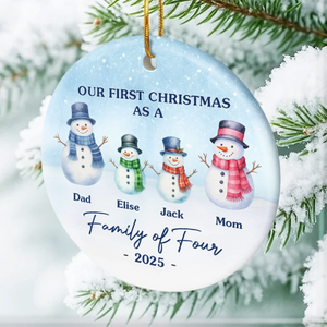 Our First Christmas Snowman Family - Personalized Ornament - Gift For Family, Christmas Gift