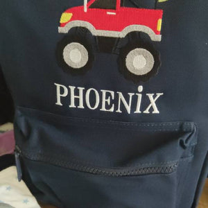 Monster Truck Backpack, Personalized Embroidered Bag for Boys, Back to School, Nursery Bag