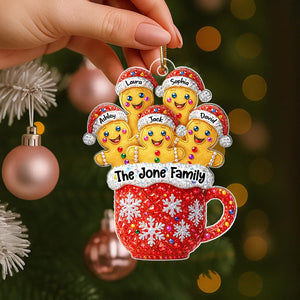 Gingerbread Family 3D Crystal Effect - Personalized Acrylic Ornament - Heartfelt Christmas Gift for Loved Ones