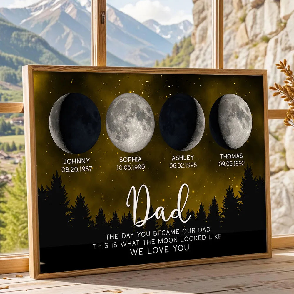 This Is What The Moon Looked Like The Day You Became Dad Grandpa Custom Birth Moon Phase - Personalized Canvas - Gift For Dad, Grandpa, Father's Day, Birthday Gift