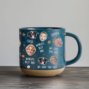 Custom Baby Face Pottery Mug Gift for Dad, Personalized Photo Mug for Dad, Fathers Day Gift for Dad Papa, Pops Dada Gift, New Dad Gift