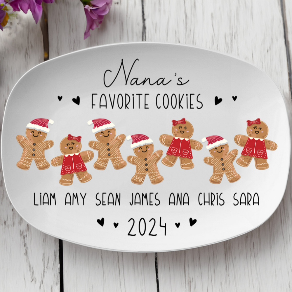 Grandma's Favorite Cookies - Personalized Christmas Platter - Christmas Gift For Grandma